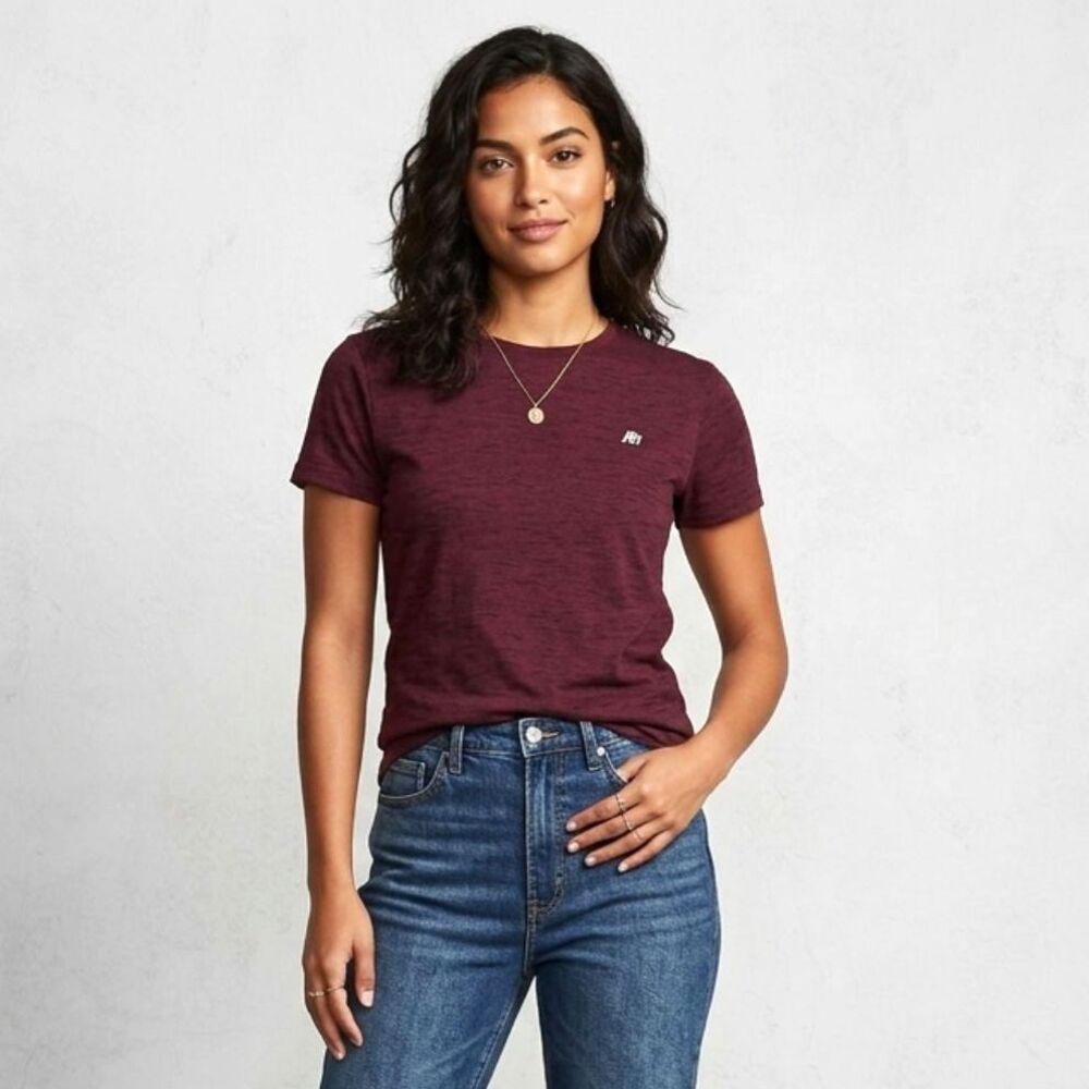 Aeropostale Women's Large L Heather Maroon Burgundy T-Shirt Tee Logo Top Classic